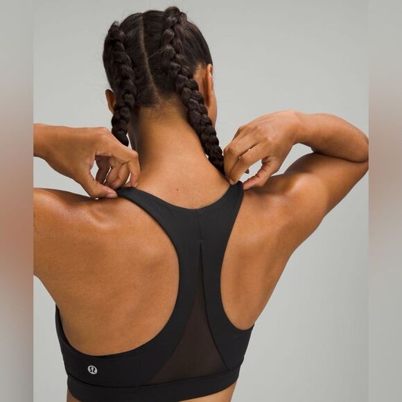 Lululemon athletica Women's Black Invigorate Mesh Racerback Bra Size 6 - Picture 2 of 7